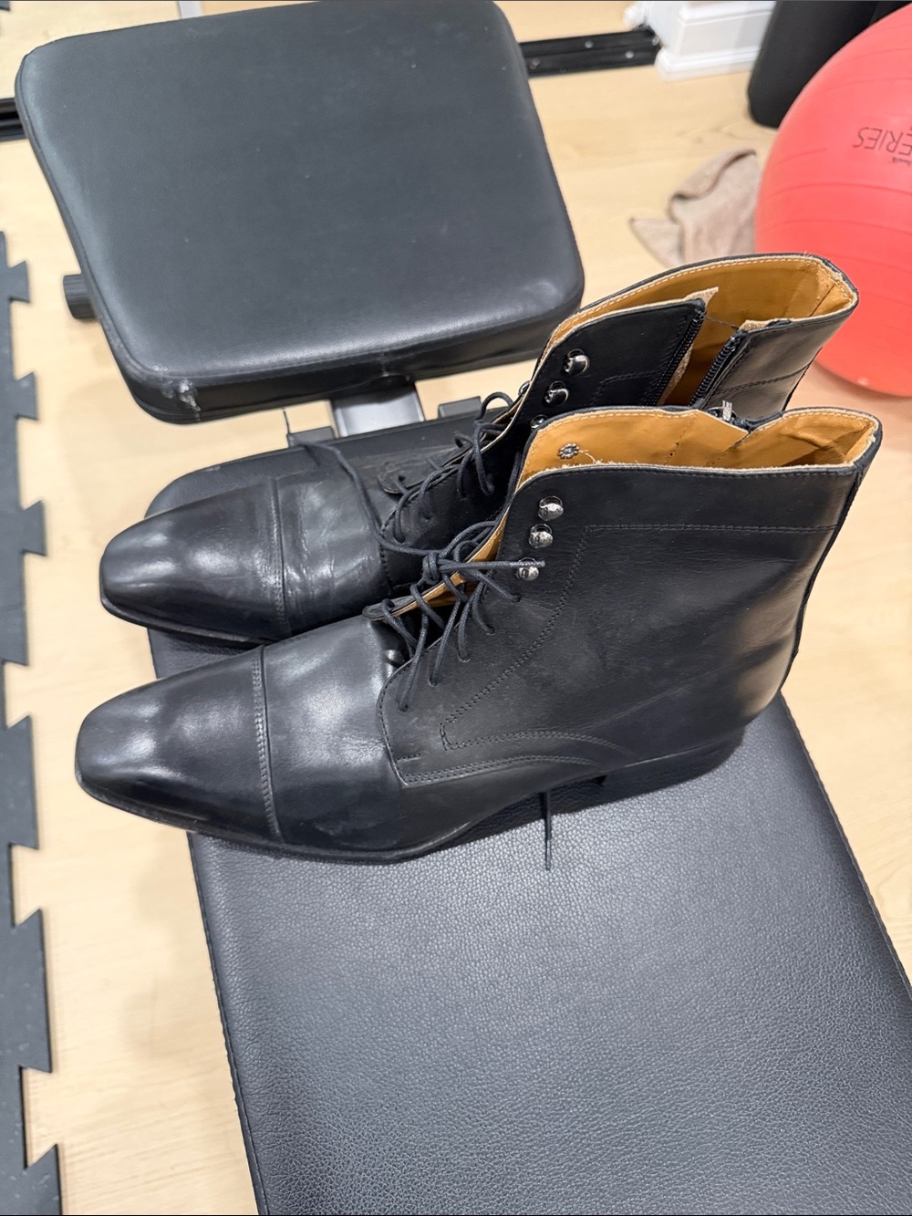Made in Italy Men's Black Leather Lace-Up Ankle Boots